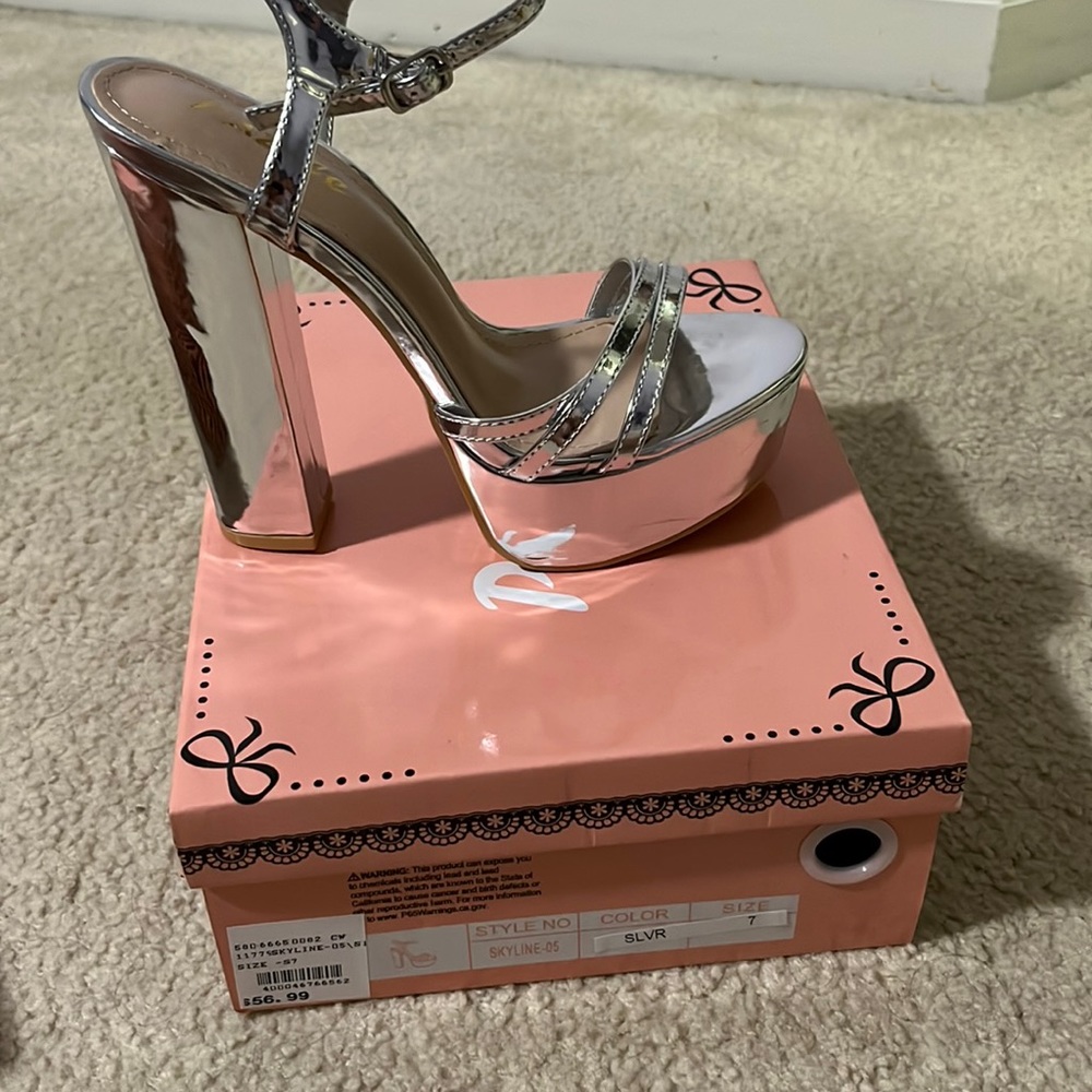 Silver platform heels
